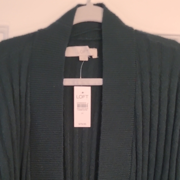 LOFT Deep Green Cardigan Sweater - Picture 3 of 4